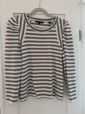 Veronica Beard Delano Black and White Striped Top Large